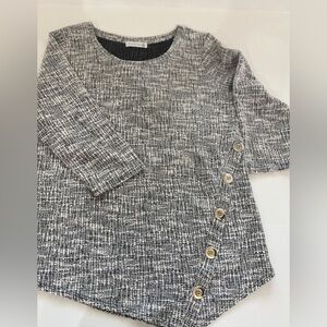 Retrology Long Sleeve Blouse Top Womens Size XL Black/White Asymmetric w…